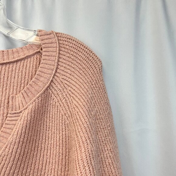 Aerie Womens Pink Split Neck Long Sleeve Knitted Pullover Sweater Size Small - Picture 6 of 10